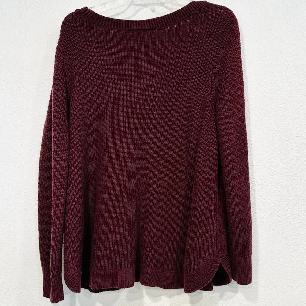 Lane Bryant Knit Sweater Burgundy Long Sleeve Pullover Boat Neck Plus Size 14/16 - Picture 3 of 9